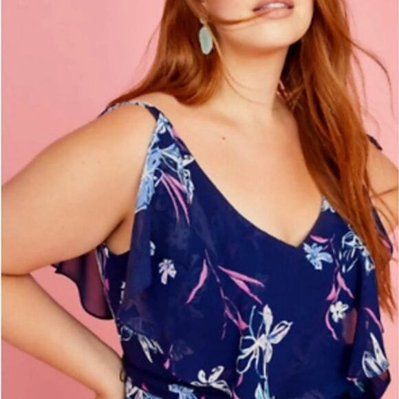 NWT Lane Bryant Printed Split Flutter Sleeve Midi Summer Dress Size: 26 (4X) - Picture 3 of 5